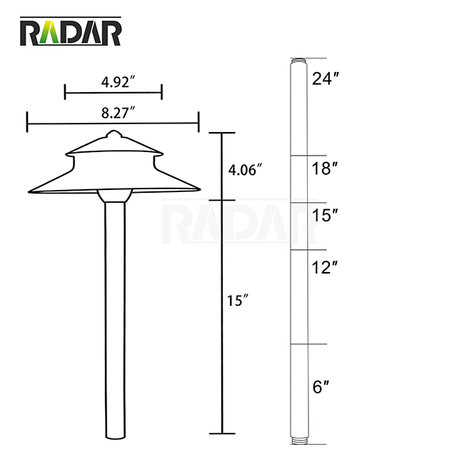 RPL-8905-BBR электрический Сверхмощный латунный светодиодный фонарь Pathway