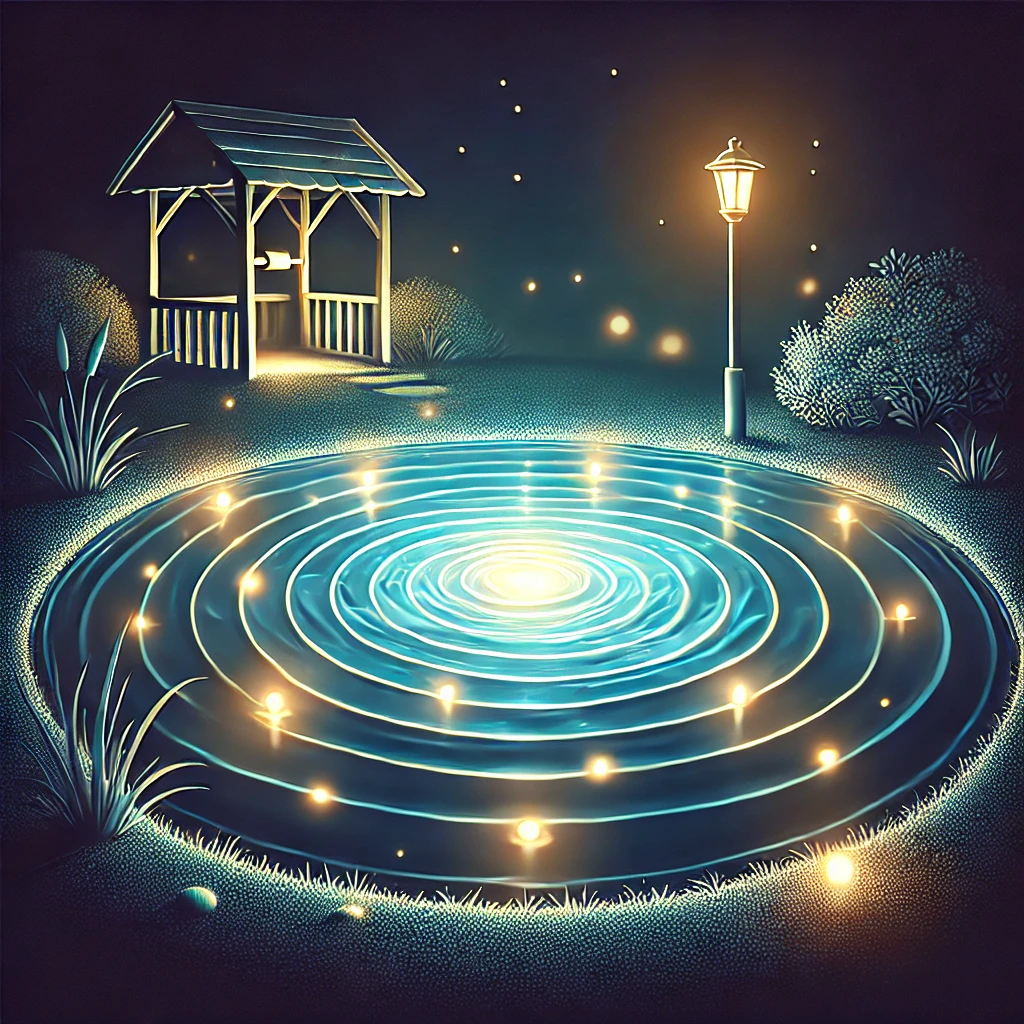 колодезные фонари, используемые в водных объектах, таких как пруд или фонтан, в ночное время